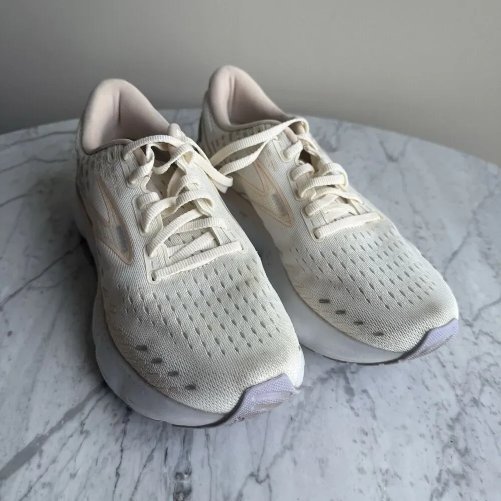 Brooks Women's Glycerin 20 Neutral Running Shoe, Snow White/Blush/Cosmic Sky 8.5